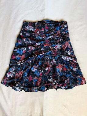 IRO Nuada Ruched Floral Mini Skirt Ruffle Abstract Print Designer‎